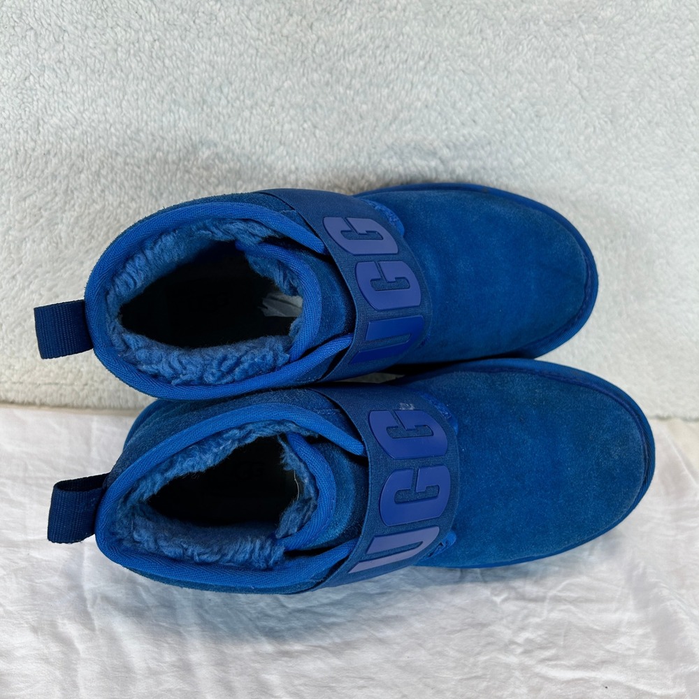 UGG Neumel Blue Suede Shearling Elastic Strap Boots‎ Mens 7 - Picture 10 of 15